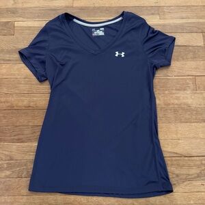 Under Armour Women's Navy Blue V-Neck Short Sleeve Top - Large
 b79